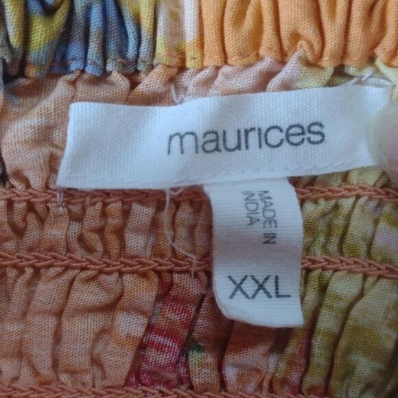 Maurices Orange Yellow Floral Smocked Peplum Midi Dress Size XXL - Picture 5 of 11